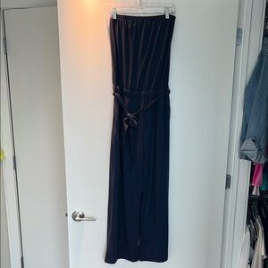 Navy Strapless Jumpsuit with Belt - stretchy!